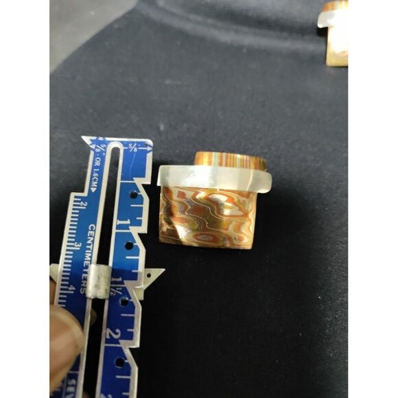 Vintage S.Walker Modernist Sterling Silver and Brass Earring and Bracelet Set - Picture 3 of 10